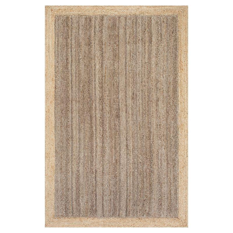 Handmade Braided Jute Rectangular Rug in Grey, Easy Care