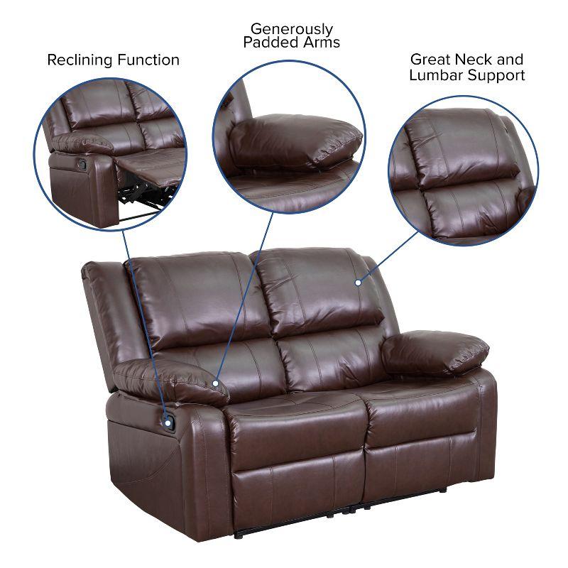 Flash Furniture Harmony Series Brown LeatherSoft Loveseat with Two Built-In Recliners