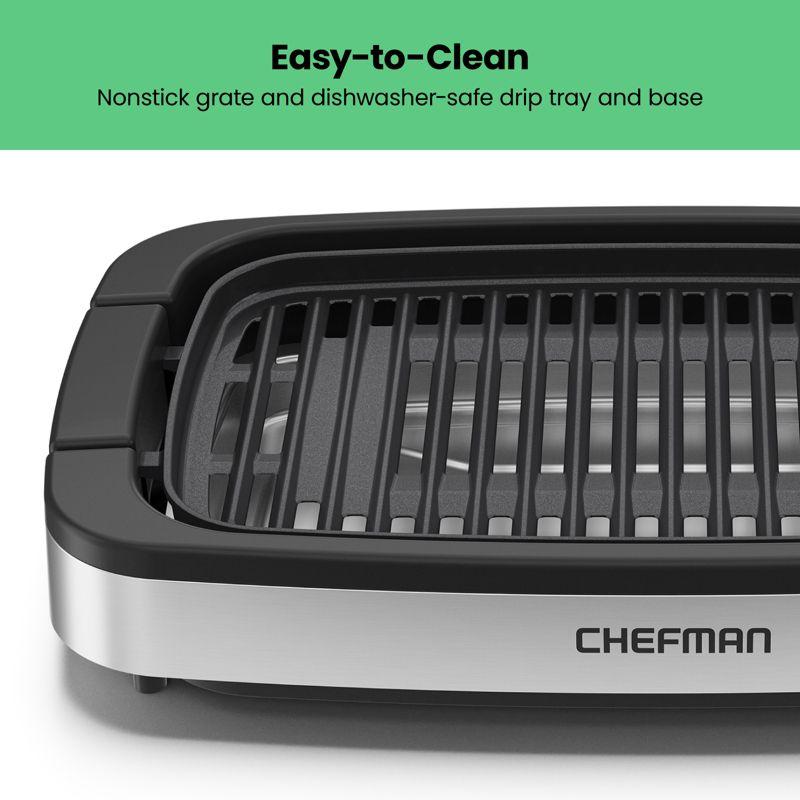 Chefman Smokeless Indoor Electric Grill with Adjustable Temperature Control - Stainless Steel
