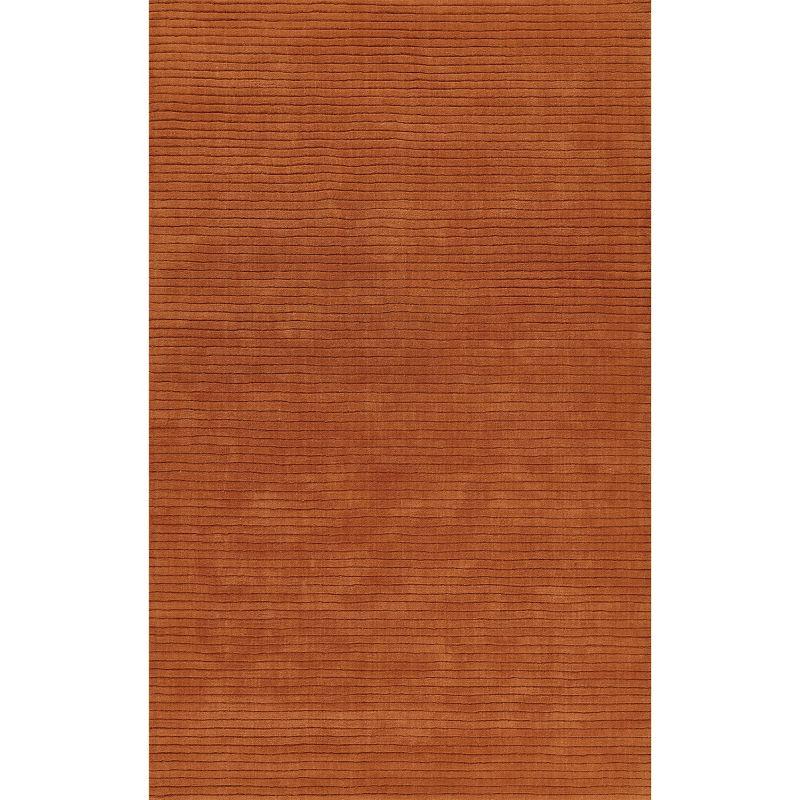 Rust Rectangular Hand Loomed Wool Rug with Cotton Backing