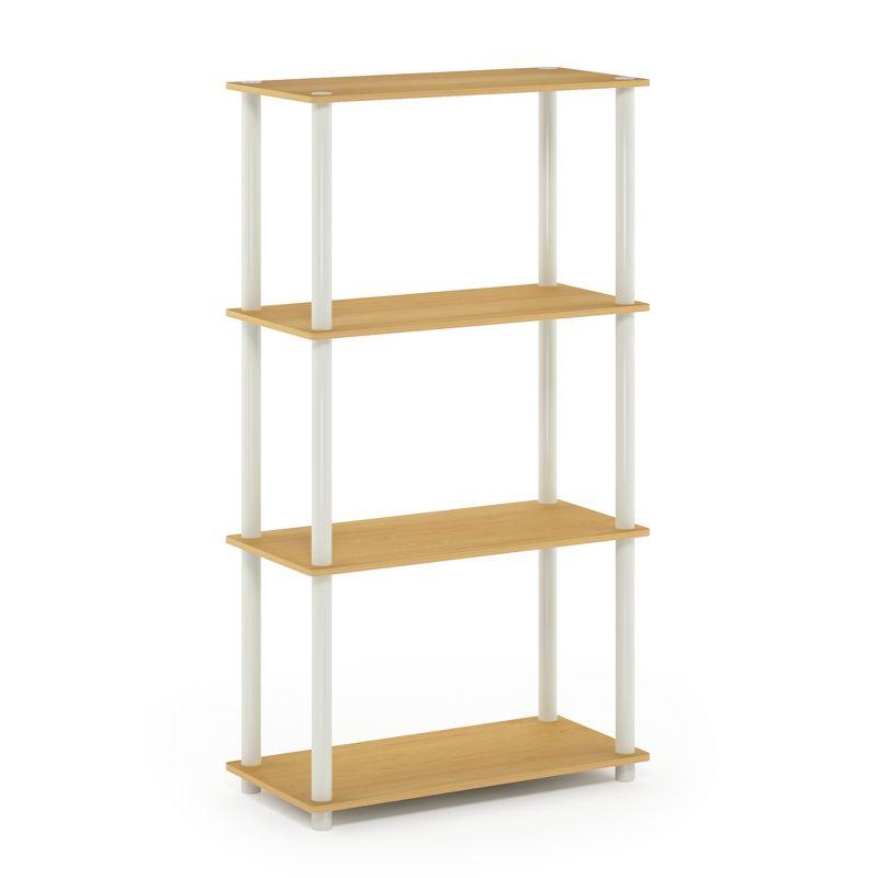 Sleek Beech & White 4-Tier Open Design Storage Shelf