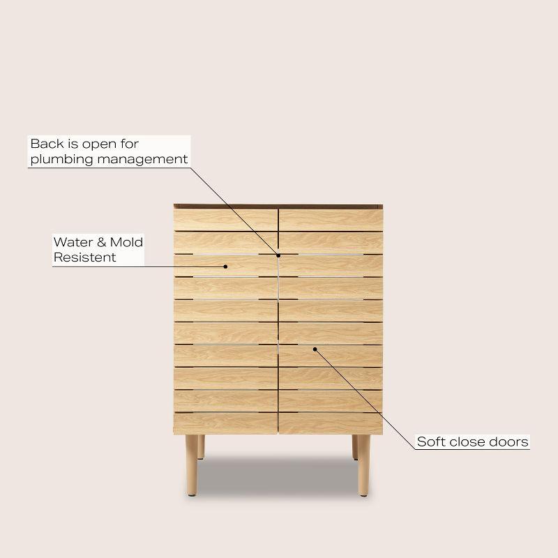 Aubert 24" Slat Modern Farmhouse 2-Shelf Bath Vanity Cabinet Only (Sink Basin not Included)