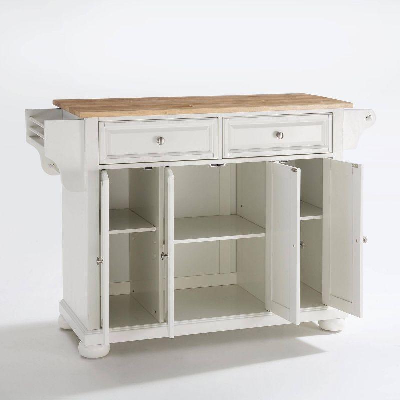 Alexandria Wood Top Full Size Kitchen Island/Cart White/Natural - Crosley: Adjustable Shelves, Towel Bar, Traditional Style