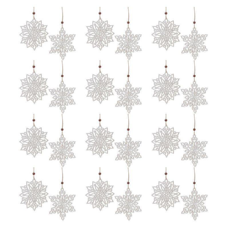 Melrose Wood Snowflake Ornament (Set of 12)