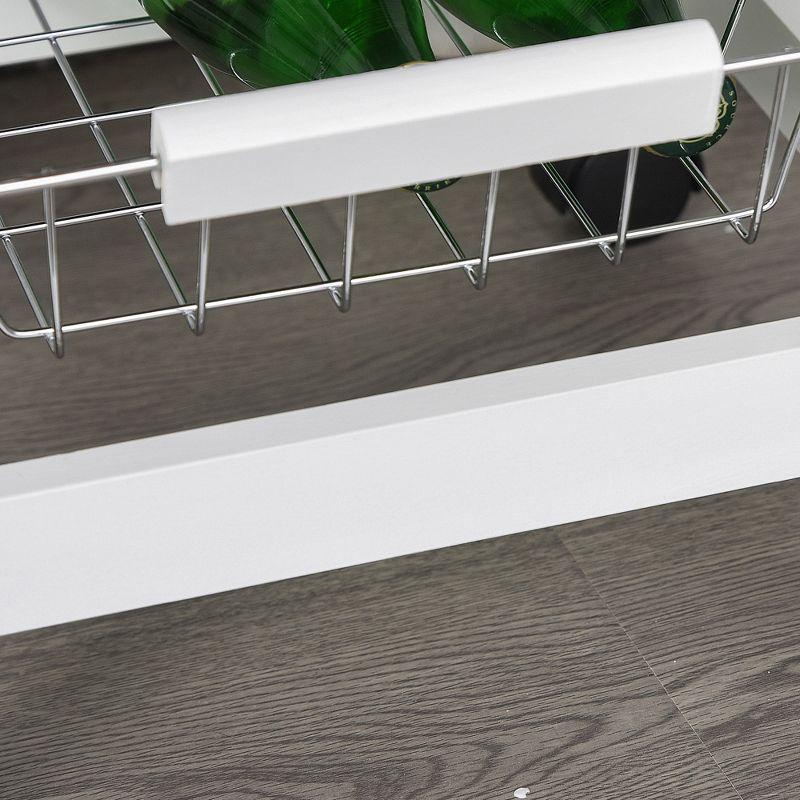 HOMCOM 32.25" Wooden Rolling Kitchen Storage Cart on 360° Swivel Wheels with Ample Storage Space & Solid Structure White