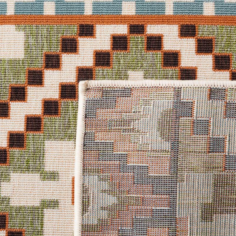 Veranda VER097 Power Loomed Indoor/Outdoor Area Rug - Green/Terracotta - 5'3"x5'3" - Safavieh.