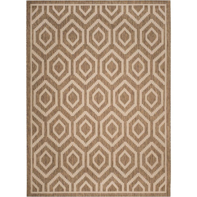 Courtyard CY6902 Power Loomed Indoor and Outdoor Area Rug - Brown/Bone - 6'7"x9'6" - Safavieh