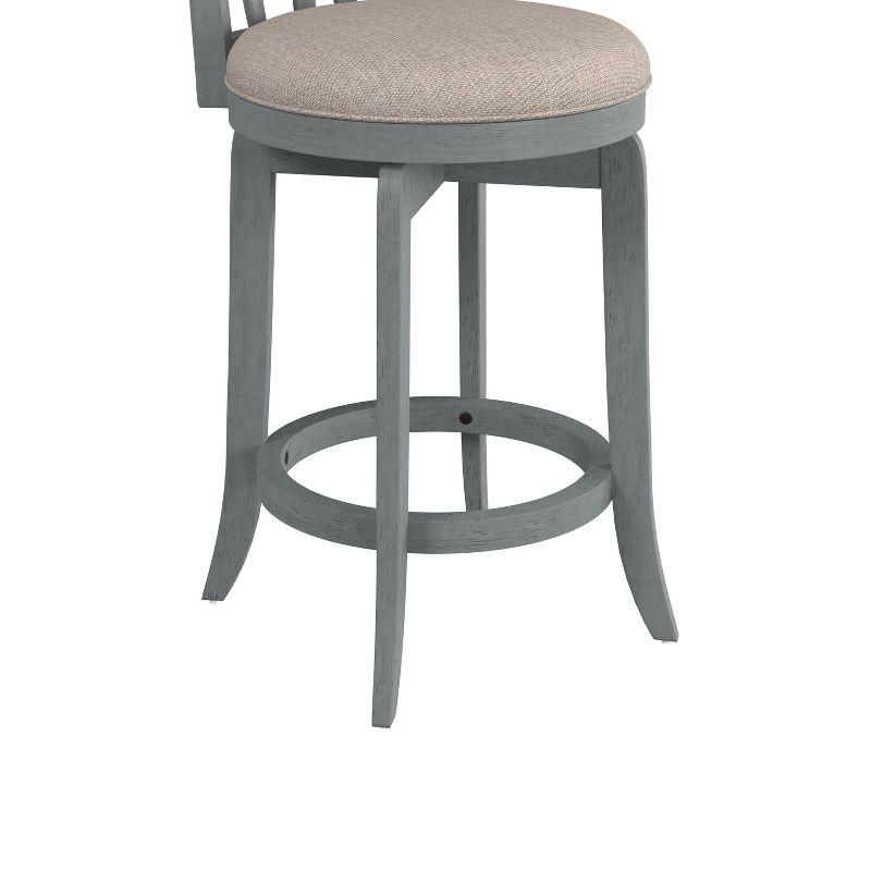 Hillsdale Furniture 25.75" Savana Swivel Counter Height Barstool Blue (Wirebrush)/Cream : Upholstered, Wood Legs, 250lb Capacity