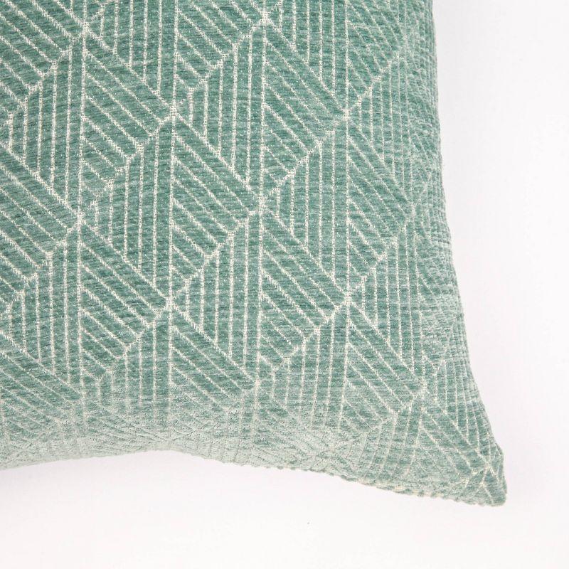 Geometric Chenille Woven Jacquard Reversible Throw Pillow - freshmint