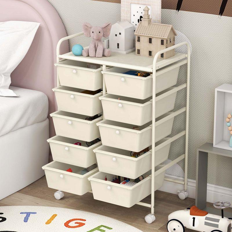 10-Drawer Rolling Storage Cart