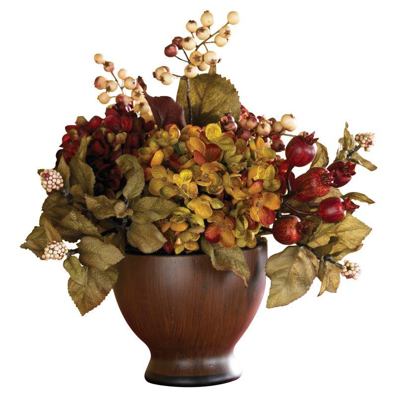 Nearly Natural Autumn Hydrangea with Round Vase