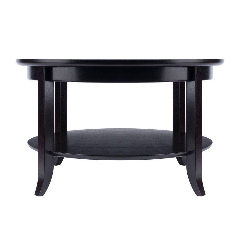 Genoa Coffee Table, Glass Inset and Shelf - Dark Espresso - Winsome: Elegant for Living Room, Wood Composite Frame