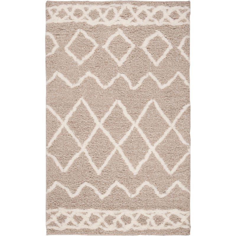 Serene Off-White Shag Hand-Tufted Rectangular Area Rug 3' x 5'