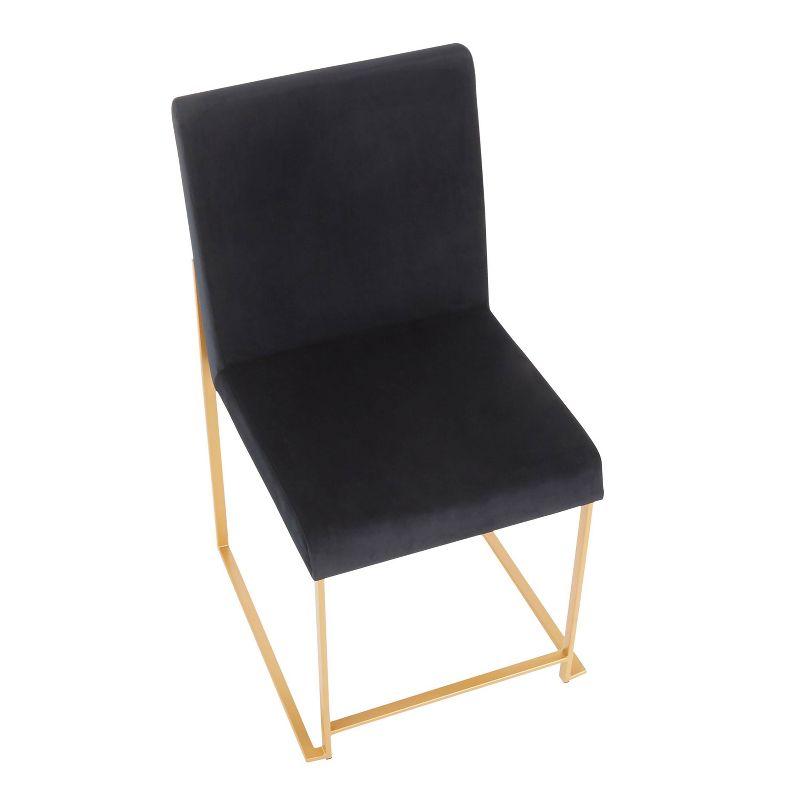 Set of 2 High Back Fuji Contemporary Dining Chairs Gold/Black Velvet - LumiSource: Upholstered, Metal Legs, Chrome-Plated Finish