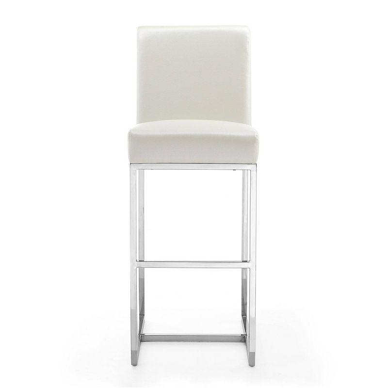 Pearl White Polished Chrome Faux Leather Bar Stools (Set of 2)