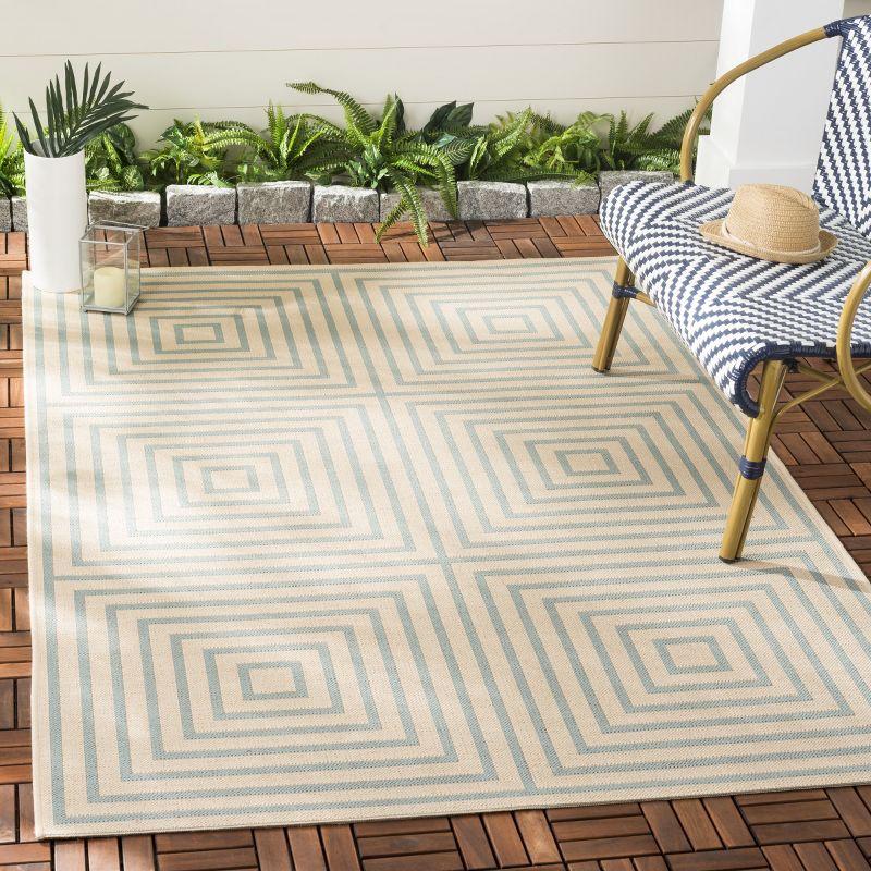 Beach House BHS123 Power Loomed Indoor/Outdoor Area Rug - Cream/Aqua - 4'x6' - Safavieh