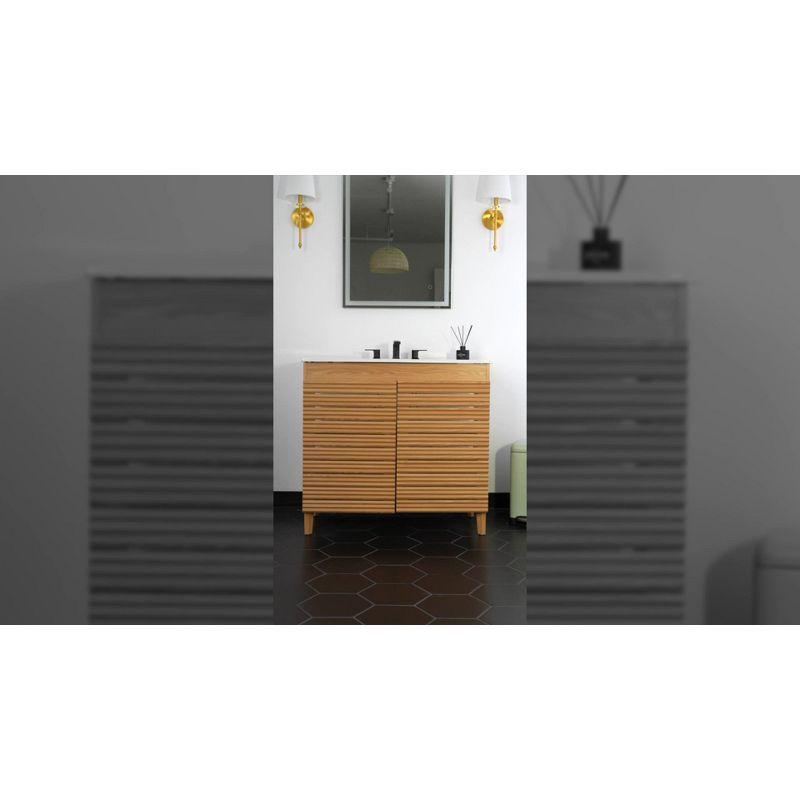 Aubert 24" Slat Modern Farmhouse 2-Shelf Bath Vanity Cabinet Only (Sink Basin not Included)