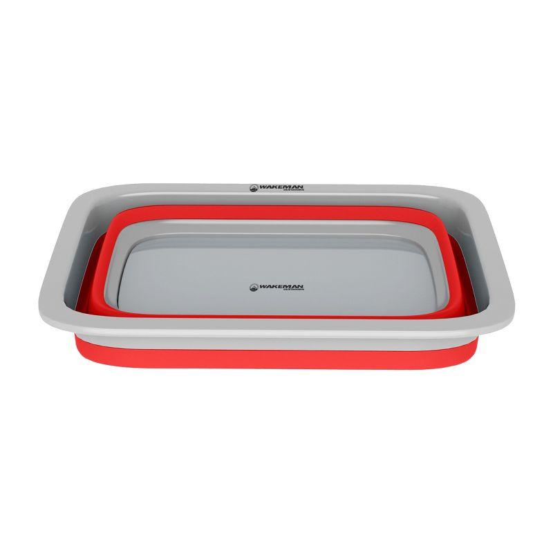 Leisure Sports Collapsible Portable Wash Basin/Ice Bucket for Camping and Tailgating - Red