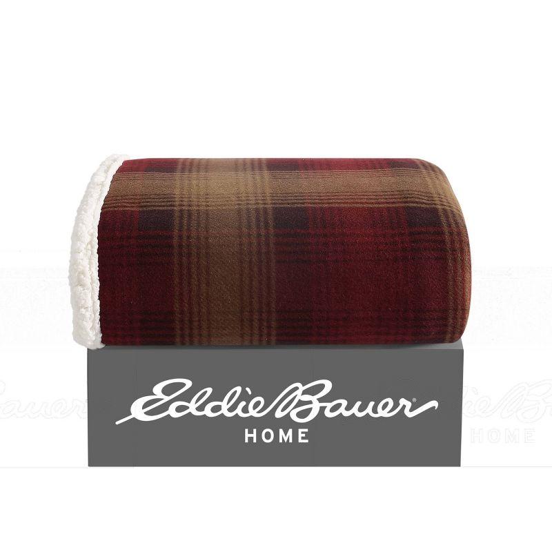 50"x70" Oversized Nordic Plaid Throw Blanket Raisin - Eddie Bauer: Cozy Fleece, Machine Washable