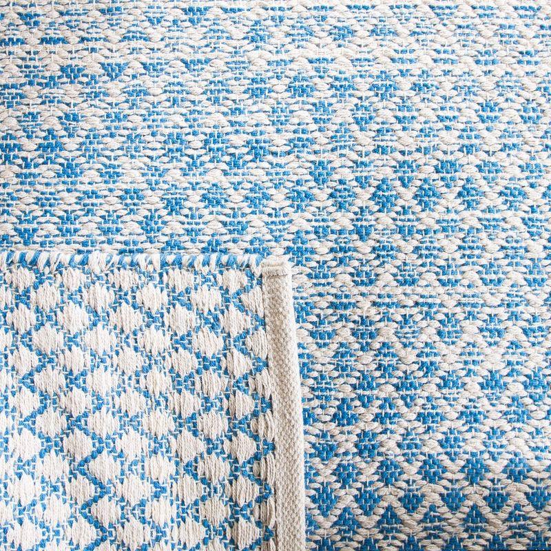 Coastal Charm Blue/Ivory Cotton 6' Square Handwoven Rug