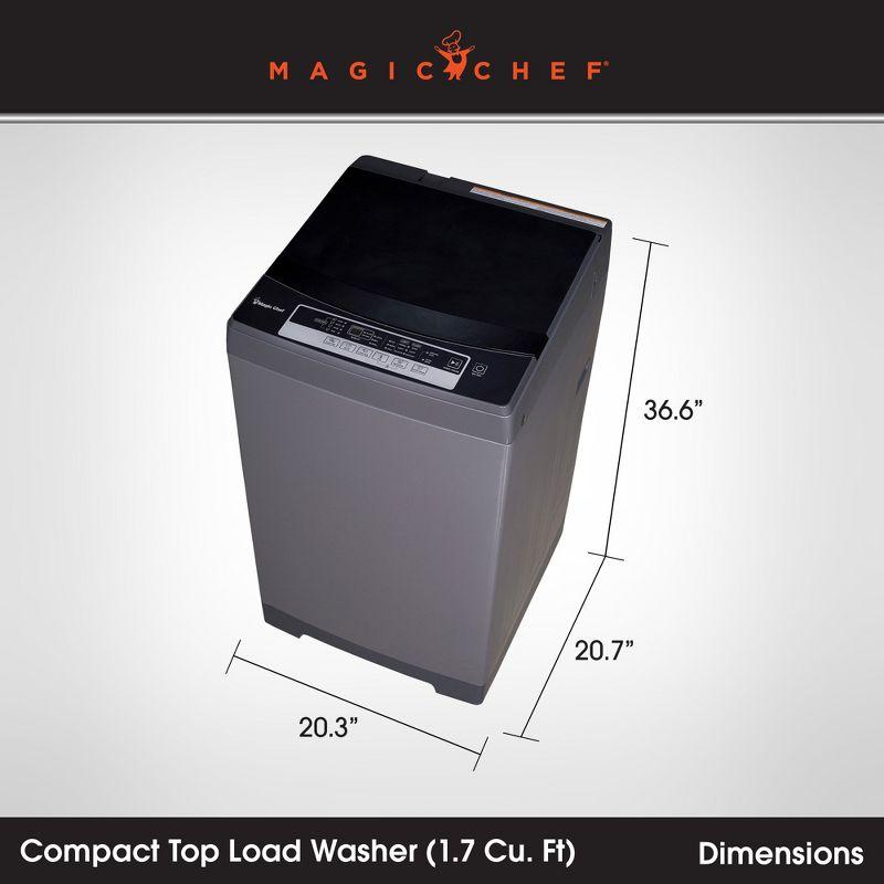 Magic Chef Portable Compact Top Load Washer with 6 Fully Automatic Wash Cycles and Water Pump Filtration for Laundry Use, Silver