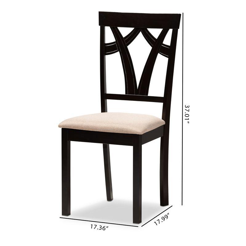 Set of 2 Sylvia Espresso Finished Dining Chair Sand/Brown - Baxton Studio