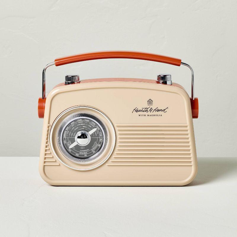 Retro Portable AM/FM Bluetooth Radio Tonal Orange: Hearth & Hand™ with Magnolia, Rechargeable, USB Cable Included