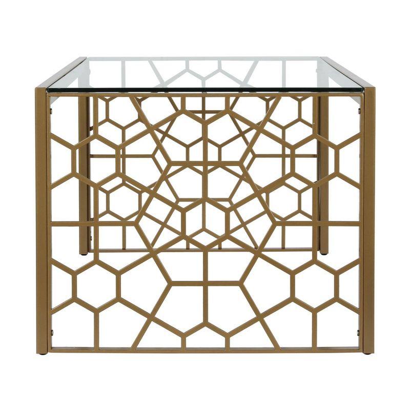 Juliette Brass-Finished Metal & Tempered Glass Rectangular Coffee Table