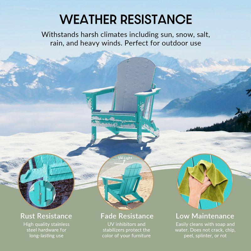 WestinTrends Malibu HDPE Outdoor Patio Folding Poly Adirondack Chair, Turquoise