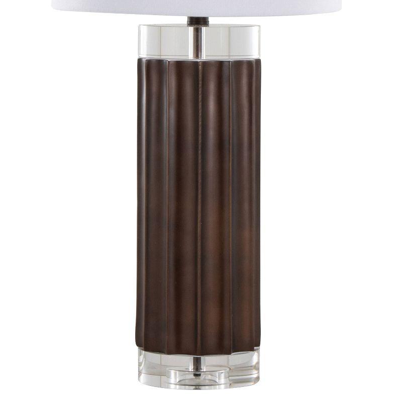 Brown Lustre Polyresin Table Lamp Set with Off-White Linen Shade