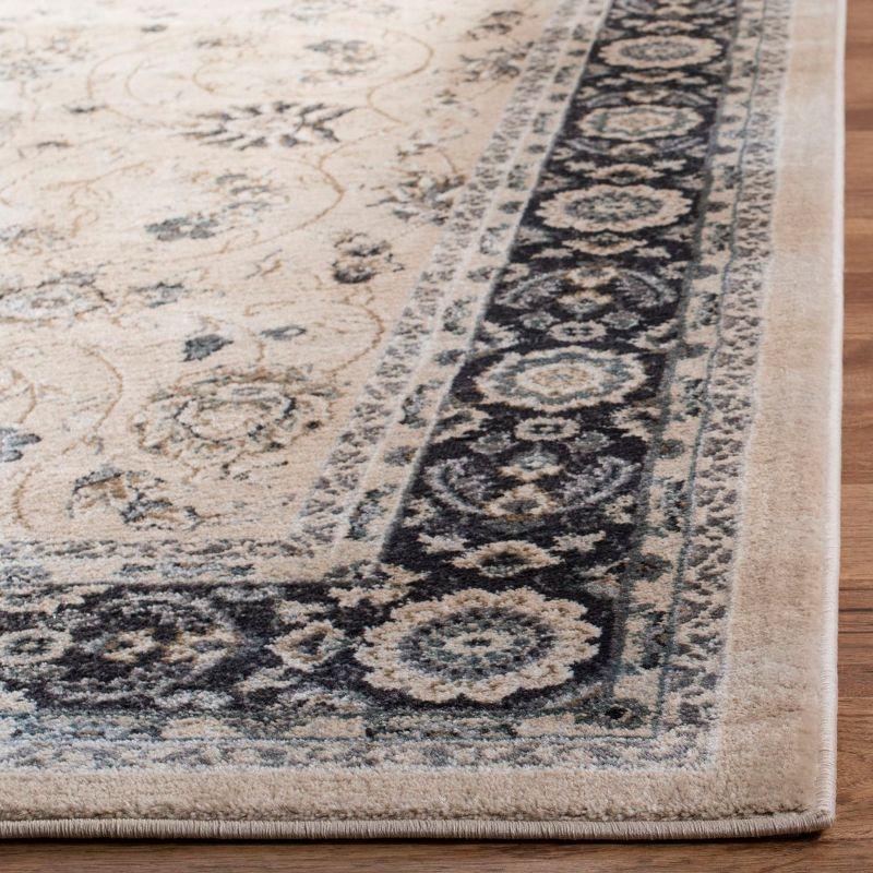 Elegant Anthracite & Light Beige 7' Square Synthetic Area Rug