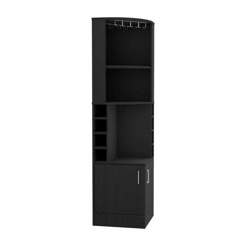 Cairo Black Corner Bar Cabinet with Glass Rack and Wine Cubbies