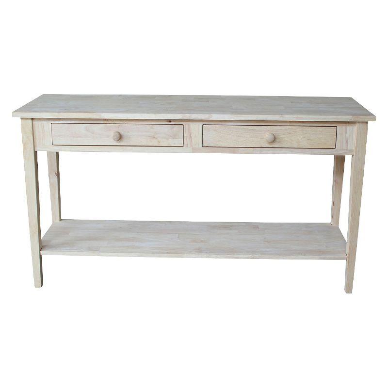 60" Spencer Extended Length Console Server Table Light Brown - International Concepts: Hardwood Foyer Storage