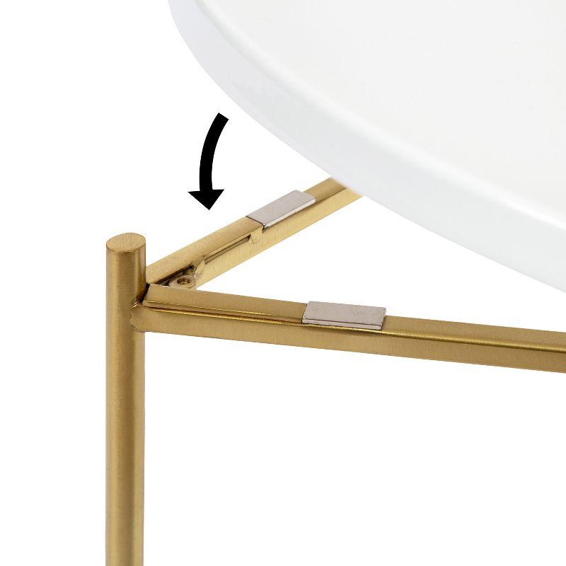 Kate and Laurel Ulani Round Metal Nesting Table, 2 Piece, White and Gold