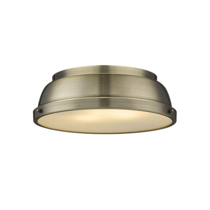 Golden Lighting Duncan 2-Light Flush Mount in Aged Brass with Aged Brass
