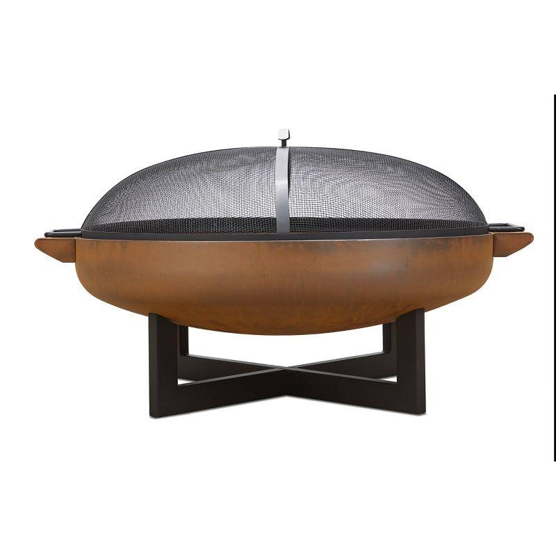 La Porte 21" H x 36.8" W Steel Wood Burning Outdoor Fire Pit with Lid