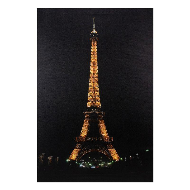 Illuminated Eiffel Tower Paris Nighttime Canvas Wall Art