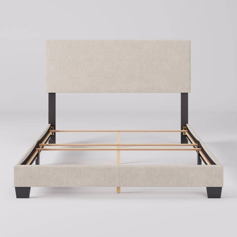 Celeste Modern Upholstered Queen Bed Beige - CorLiving: Polyester Fabric, MDF & Wood Frame, 551 lbs Capacity