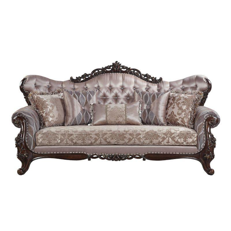 Acme Furniture 92" Benbek Sofa Fabric and Antique Oak Finish: Leather Upholstery, Wood Frame, Includes Accent Pillow