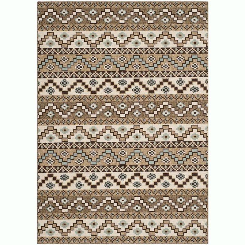 Veranda VER095 Power Loomed Indoor and Outdoor Area Rug - Creme/Brown - 5'3"x7'7" - Safavieh.