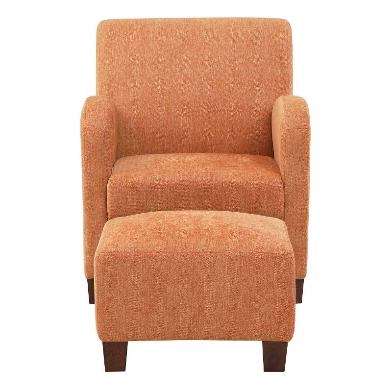 Aiden Chair and Ottoman Herringbone Orange - OSP Home Furnishings: Upholstered Club Set, No Tools Assembly