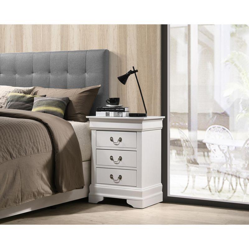 Passion Furniture Louis Philippe 3-Drawer White Nightstand (29 in. H x 21 in. W x 16 in. D)
