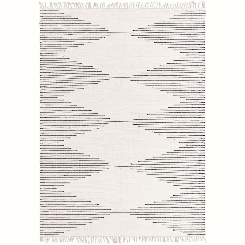Unique Loom Chindi Cotton Collection Area Rug - Briah (8'  x 11' Rectangle White/Black)
