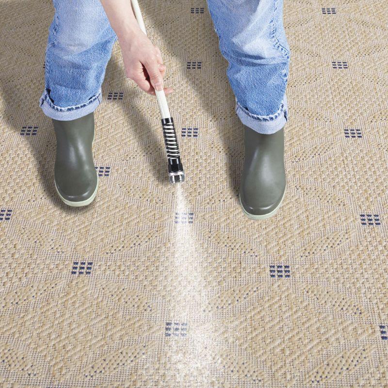 Courtyard CY1502 Power Loomed Indoor and Outdoor Runner Rug - Natural/Blue - 2'3"x6'7" - Safavieh