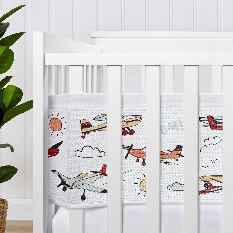Sweet Jojo Designs Airplane Red and Blue Sweet Jojo Designs + BreathableBaby Breathable Mesh Crib Liner Anti Bumper Pad (Set of 2)