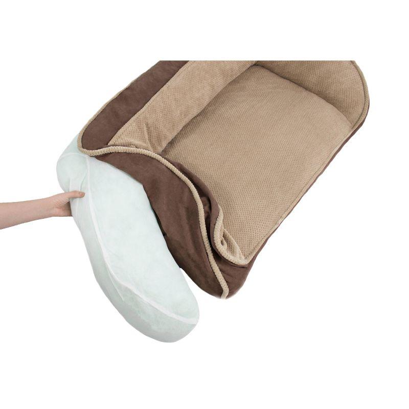 Paws and Claws Micro Suede Couch Style Bolster Bed - Chocolate