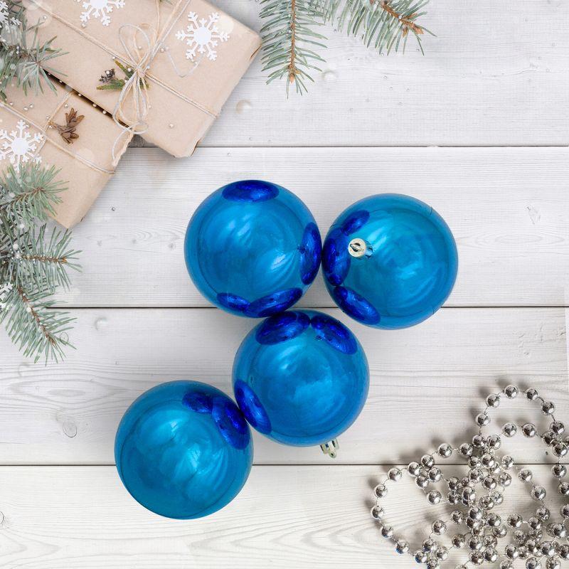 Lavish Blue Shatterproof Plastic Christmas Ball Ornament Set, 4"