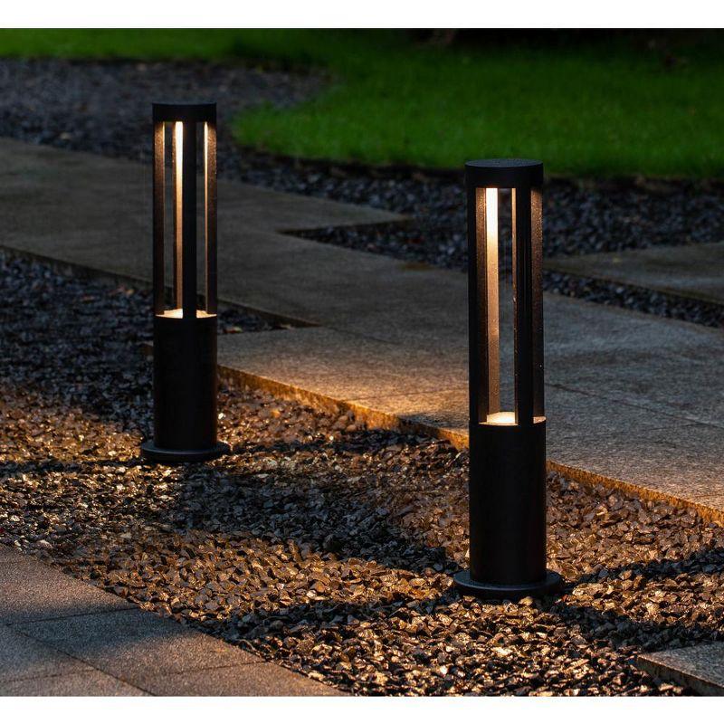 Gardenised Black Integrated LED Metal Bollard Light