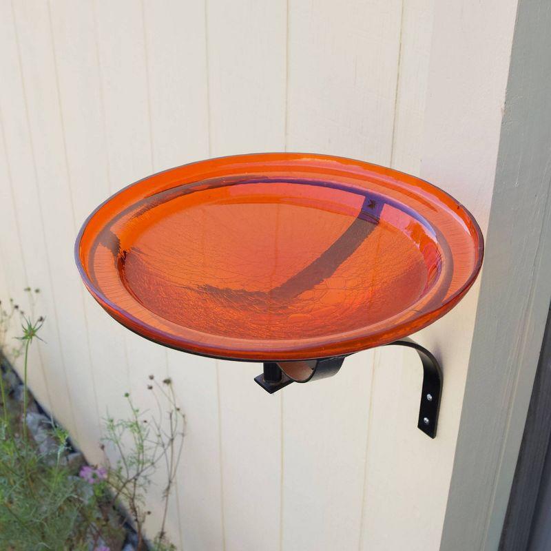 16'' Mandarin Orange Crackle Glass Wall-Mount Birdbath