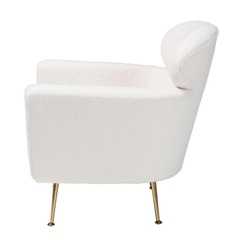 Baxton Studio Fantasia Modern and Contemporary Ivory Boucle Upholstered and Gold Metal Armchair